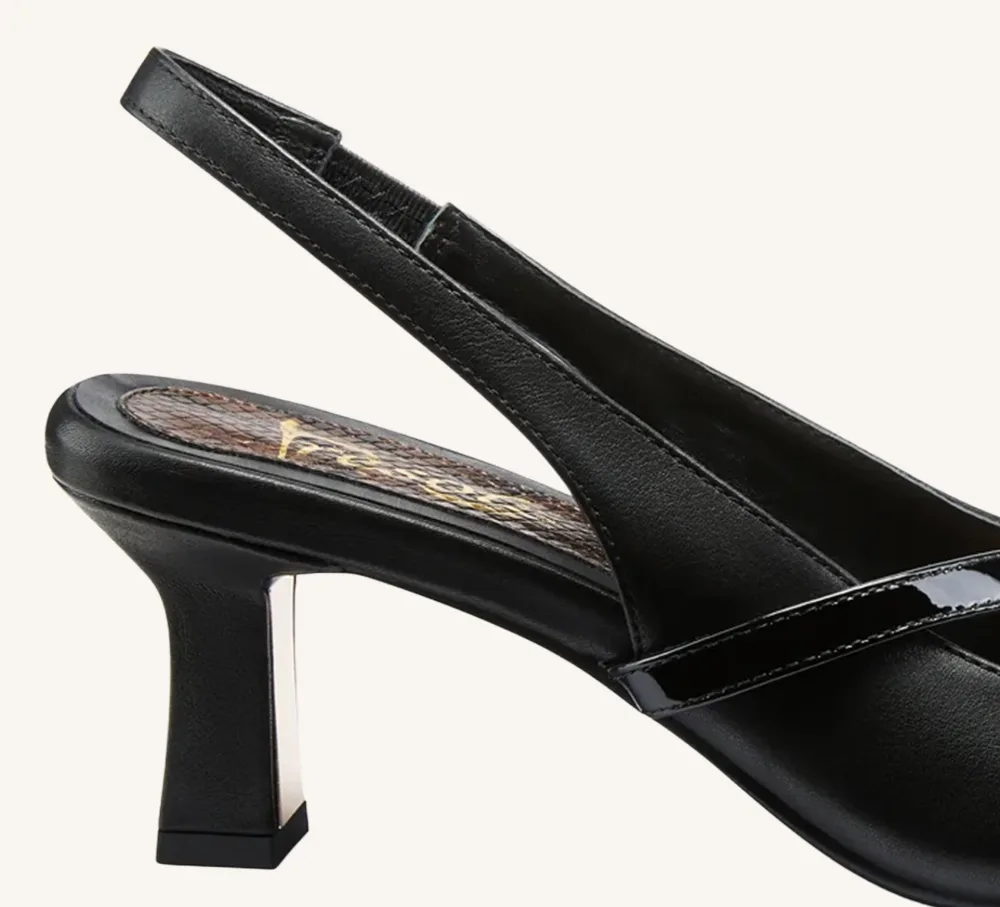 Gladys Premium Slingback Full Grain Leather 2.75" Gold Heel Standard and Wide