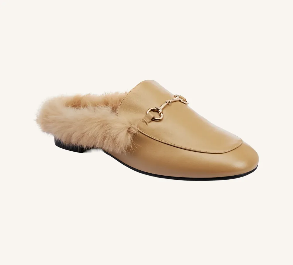 Hillary Soft Leather Mules Camel Brown Padded Insole