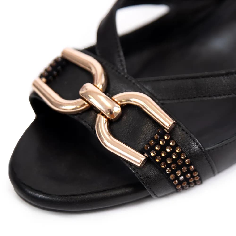 Beverly Womenâs Sandal - Gold Accent - 2.5" Heel - Refined Leather