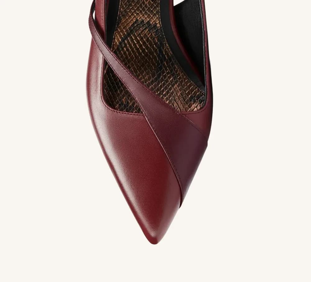 Gladys Premium Slingback Full Grain Leather 2.75" Gold Heel Standard and Wide