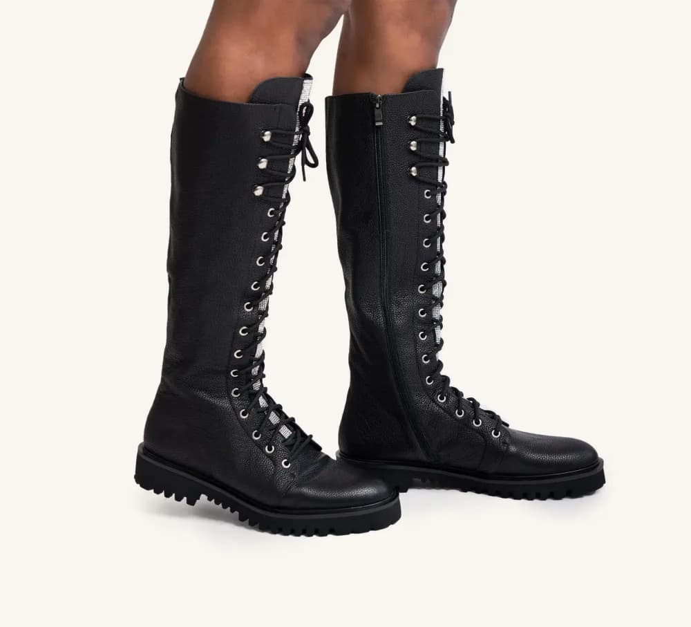 Delton Leather Combat Boot Lug Sole Standard and Wide Calves