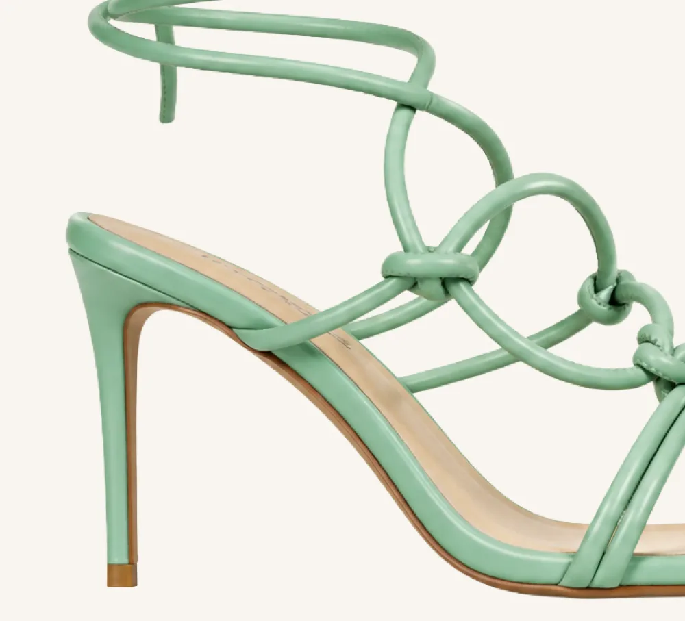 Jonelle 4 Vegan Sage Strappy Sandal 4" Stiletto Standard and Wide