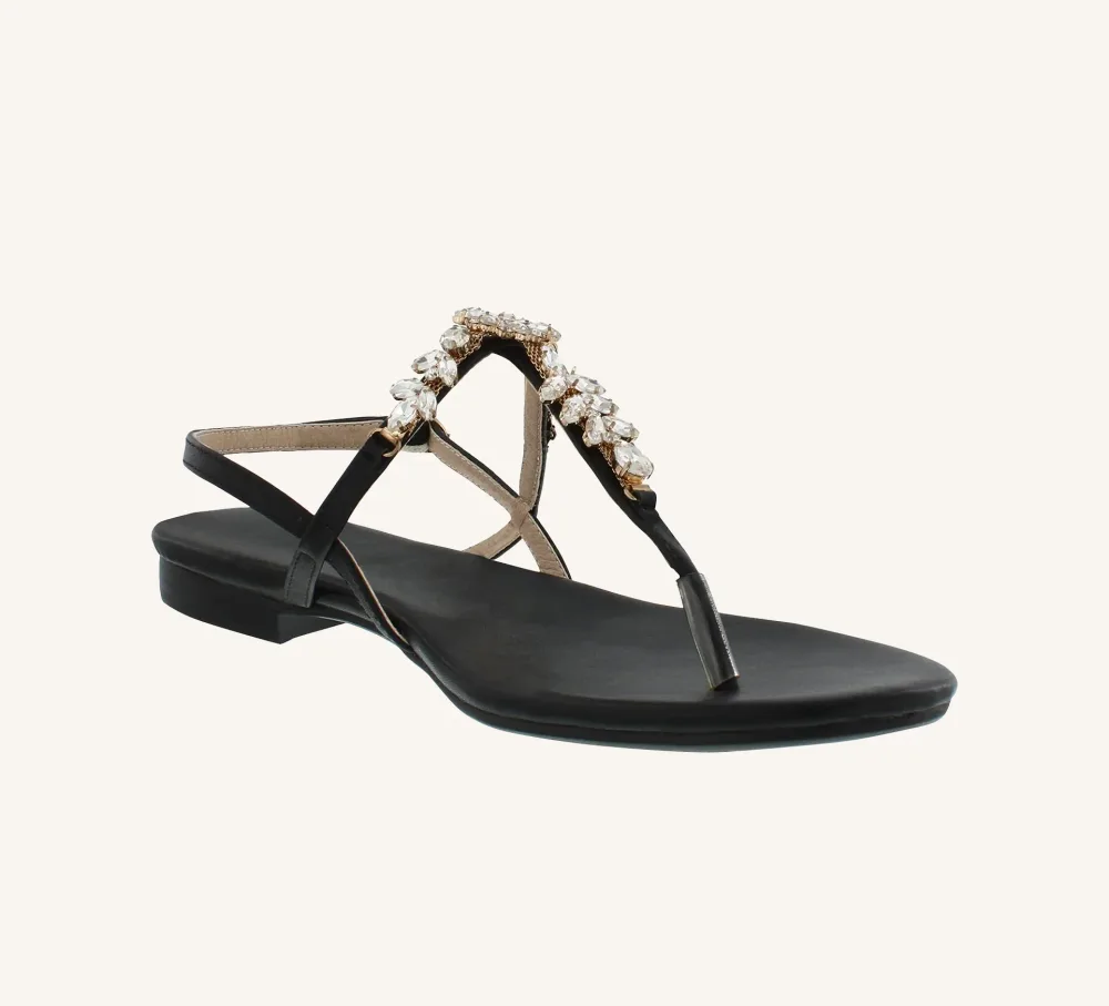 Laura Premium Leather Sandal with Crystals Standard and Wide Fit