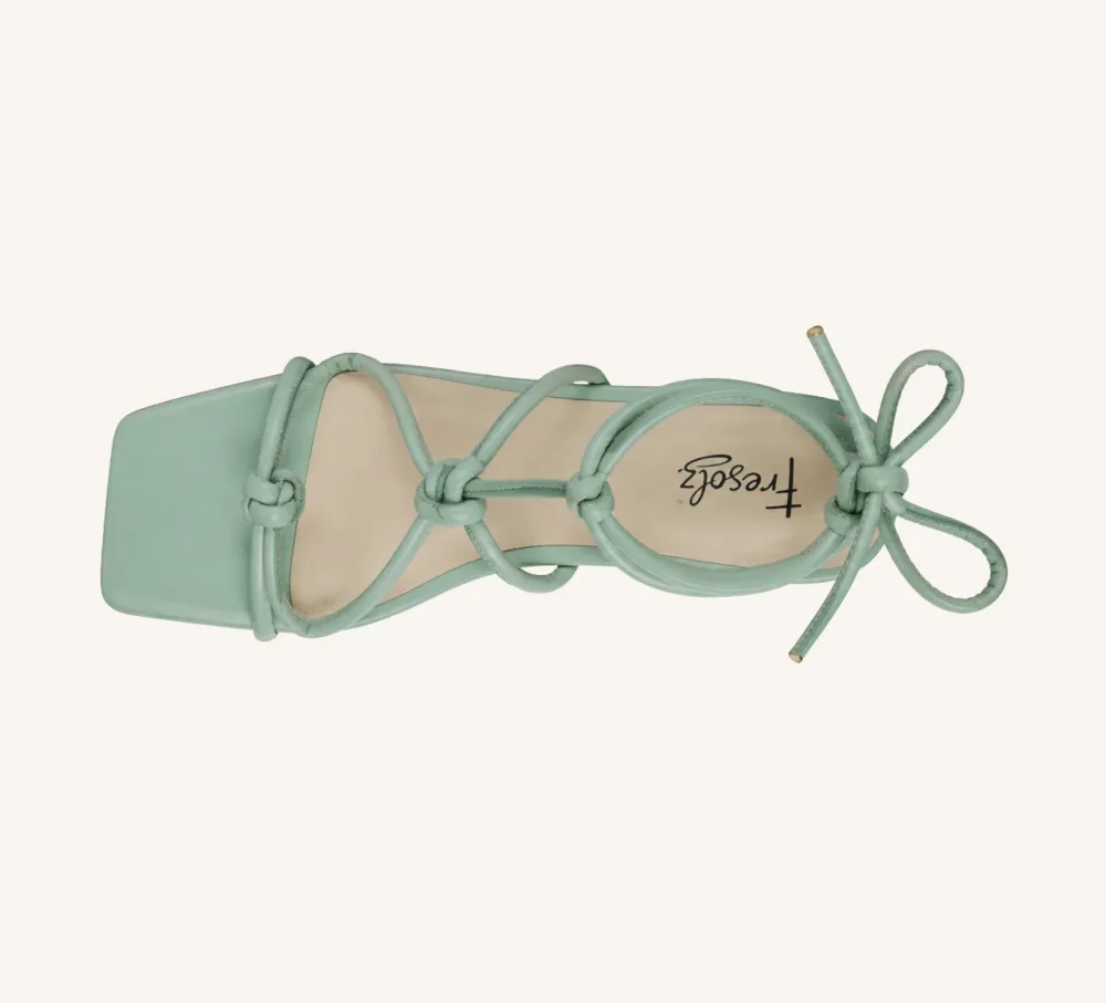 Jonelle 2 Vegan Sage Strappy Sandal 2" Block Heel Standard and Wide