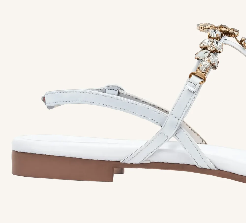 Laura Premium Leather Sandal with Crystals Standard and Wide Fit
