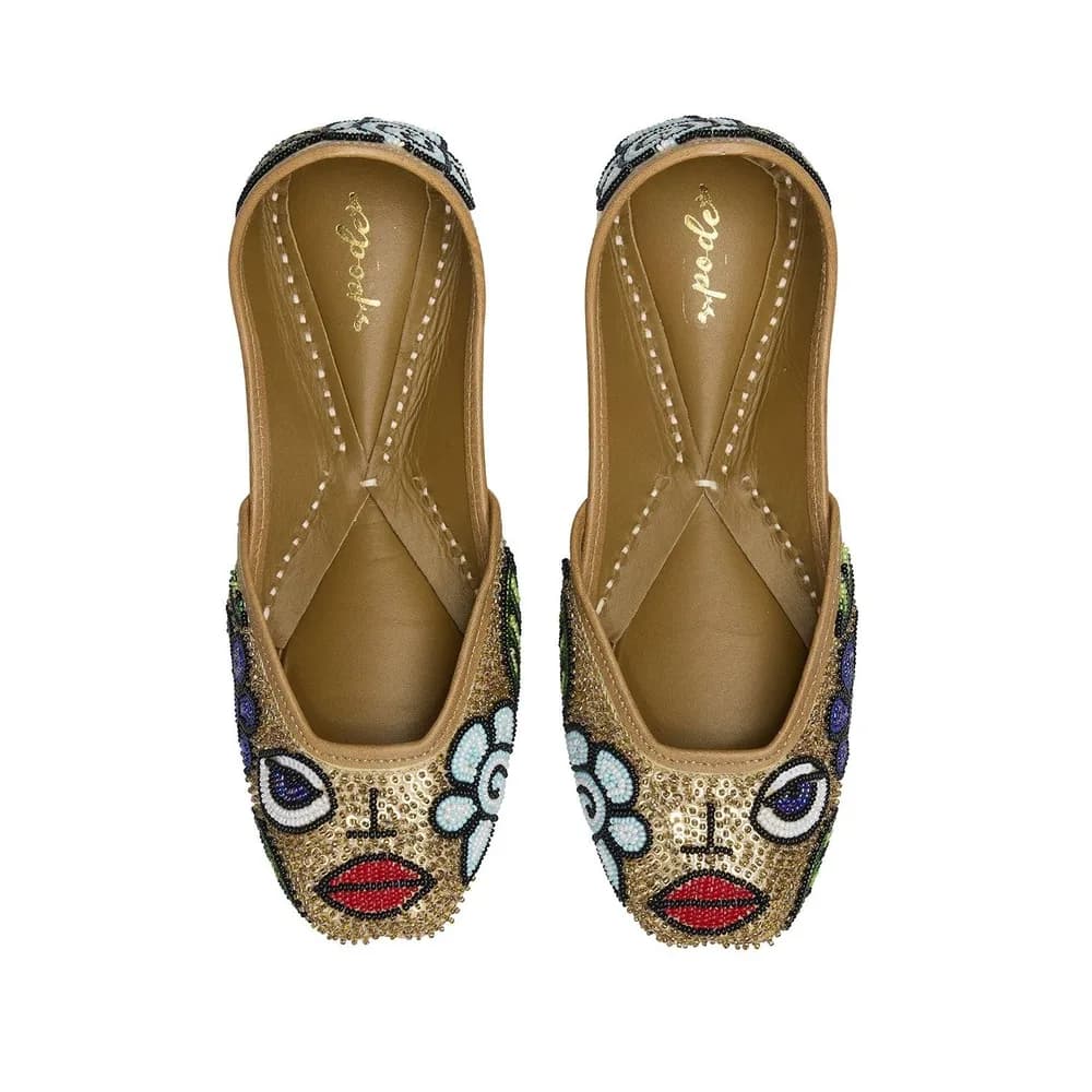 Poker Face Handmade Beaded Statement Flats | Summer Shoes