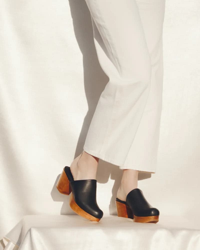 Ava Platform Clog Black Nappa