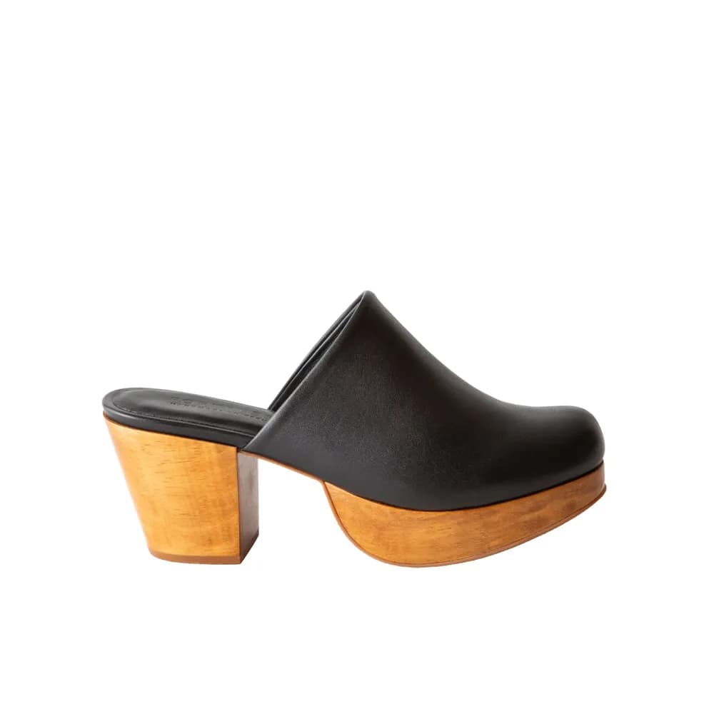 Ava Platform Clog Black Nappa