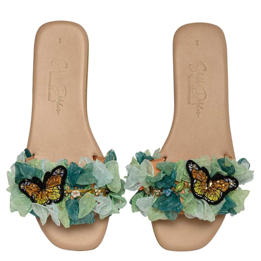 Anatomic Sole Raffia Turquoise Handwoven Sandals Farfalina
